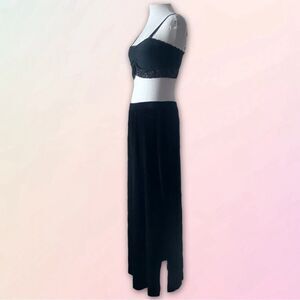 Islander, Vintage, Basic, Black Velvet, Midi/Maxi Skirt
